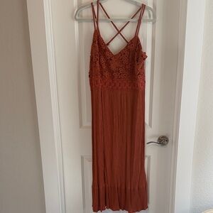 Maurices Terracotta Lace Midi Dress